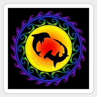 LGBTQ Pride Hawaii Hammerhead Shark and Dolphin Sticker